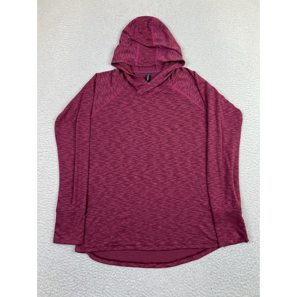 Kuhl Womens Aspira Hoodie XS Burgundy Maroon‎ V Neck Pullover 8397 Striped